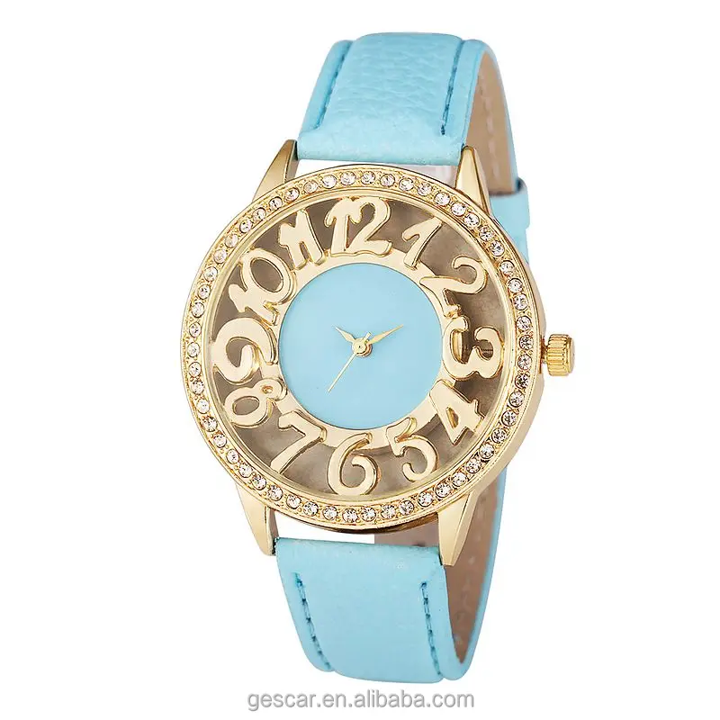 
Wholesale 9050 new hollow out watches ladies leather crystal casual wrist watch for women female clock 