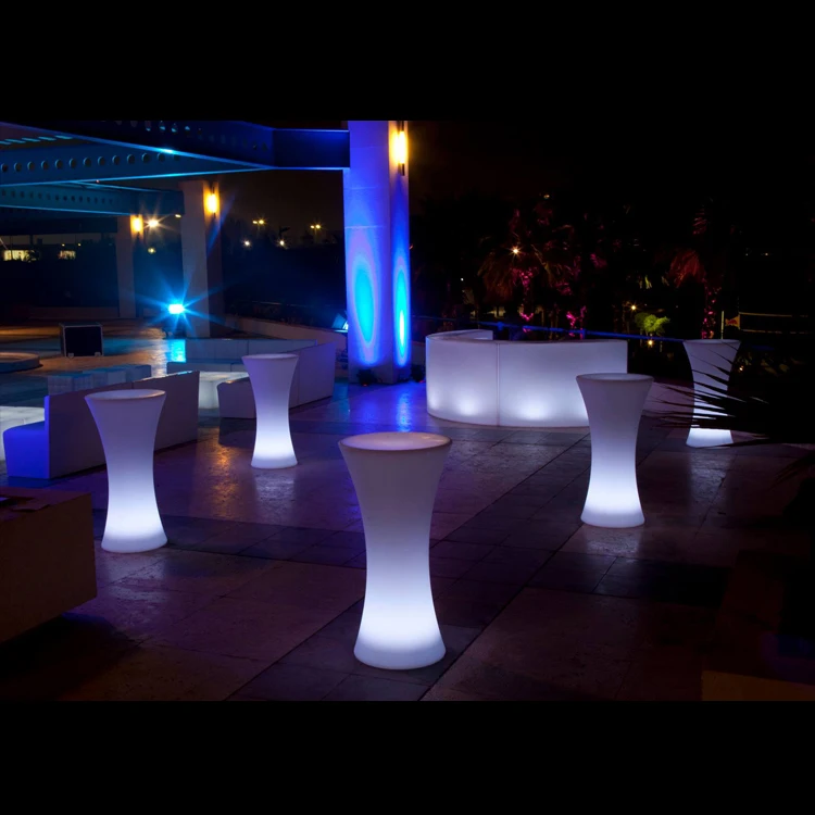 
Hot Sale New Design High LED Glowing Cocktail Table Battery Power Light up Bar Table 