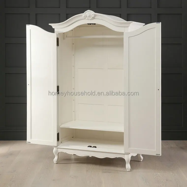 Шкаф для спальни в французском барочном стиле с ручной росписью 2 двери цвета слоновой кости белый MDF деревянный