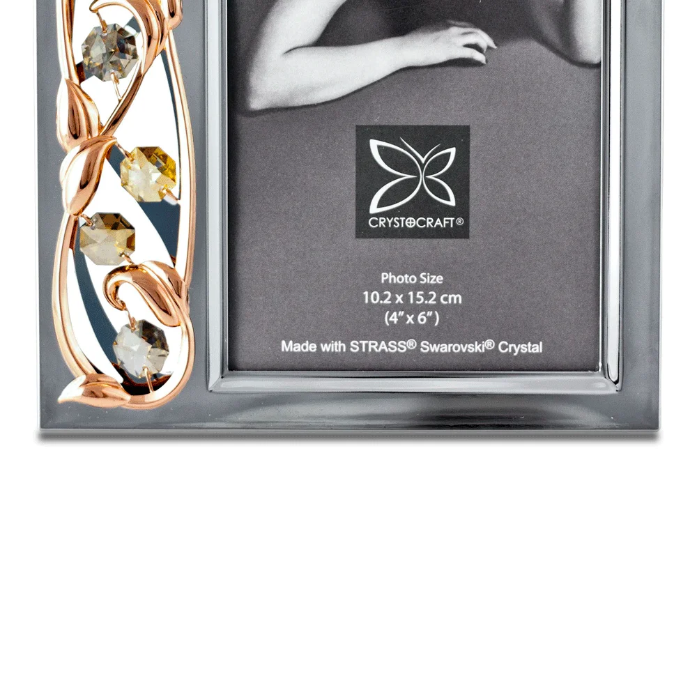 Crystocraft Роскошная фоторамка с кристаллами и цветами 4R розовое золото металл с кристаллами бриллиантовой резки свадебный подарок для пары