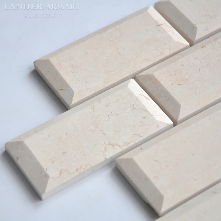 crema marfil carrara lava stone brick backsplash marble mosaic tiles for home decoration