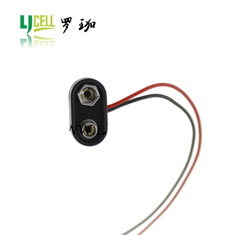 Black 9v Battery Snap Clip With The Lead Wire,Hard Plastic Shell