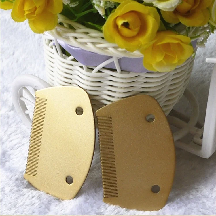 Pocket Golden Color Aluminum Human Lice Nit Louse Flea Tick Comb With Close Gap Aluminum Comb Teeth
