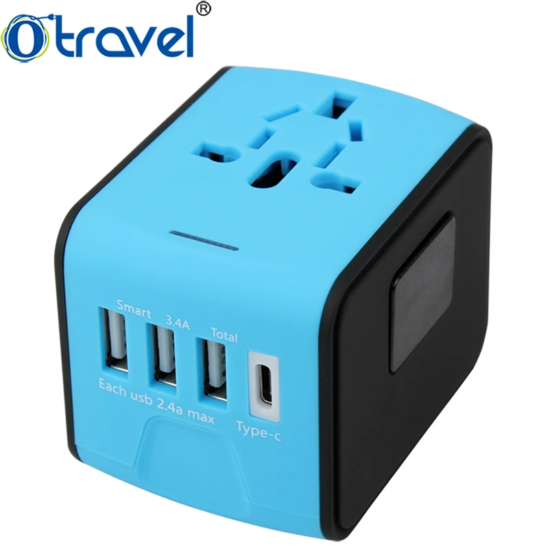 Otravel SL-199-3U-T 3USB Type-C 5V 3.4A Универсальный адаптер для путешествий с вилками EU UK US AUS