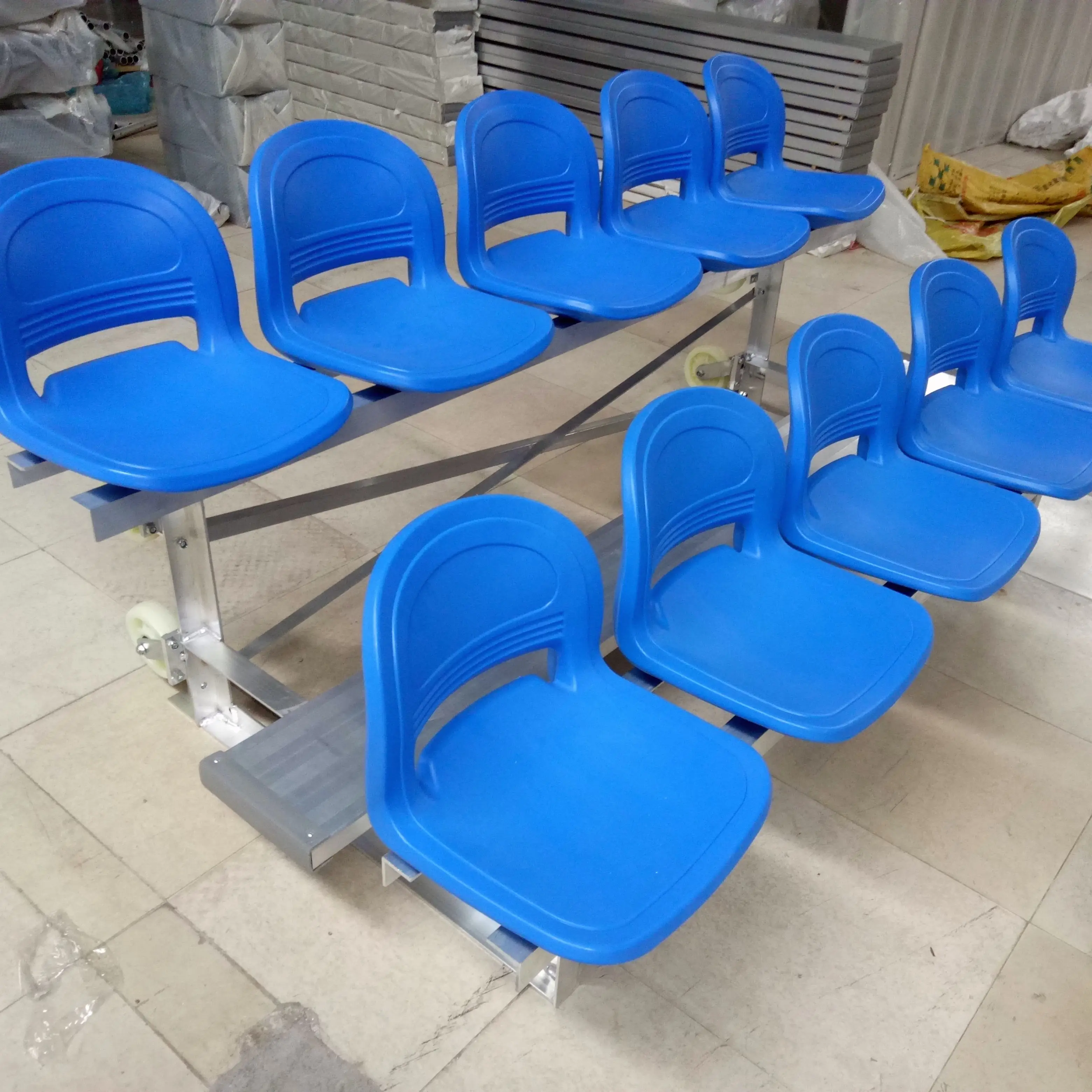 2 Row Aluminum Portable Bleachers With HDPE Seats For Playground Court Stadium