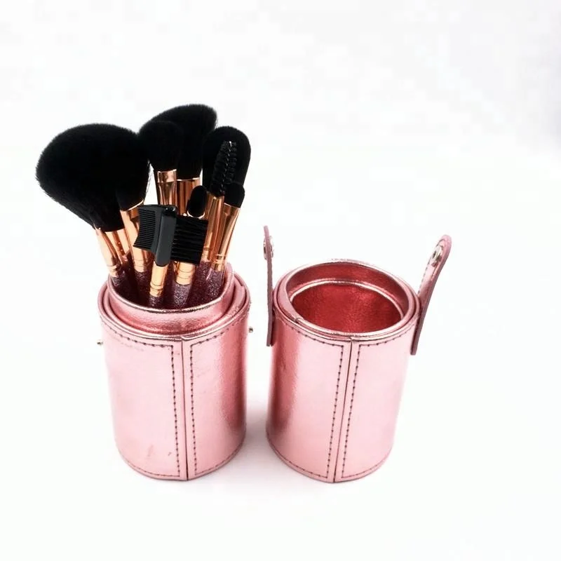 High Quality Professional Brush Set Luxury Makeup Brush 12 Piece Bronze Brush Set with Vegan Travel Case