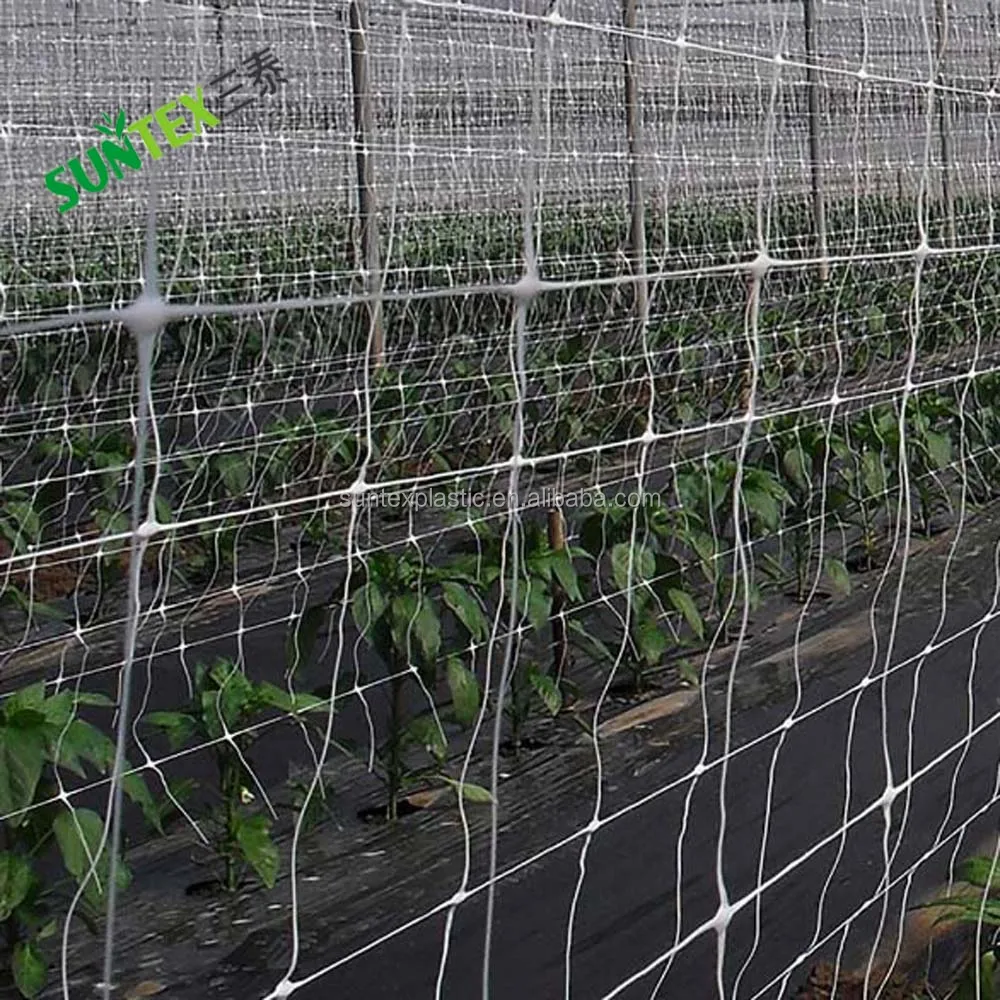 Полипропиленовая экструдированная сетка для поддержки растений, белая сетка 15 см, размер отверстия, сетка для цветочных бобов