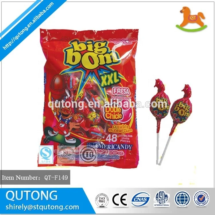 New product hot sale wholesale Colorful fruit flavored lollipop bubble gum candy