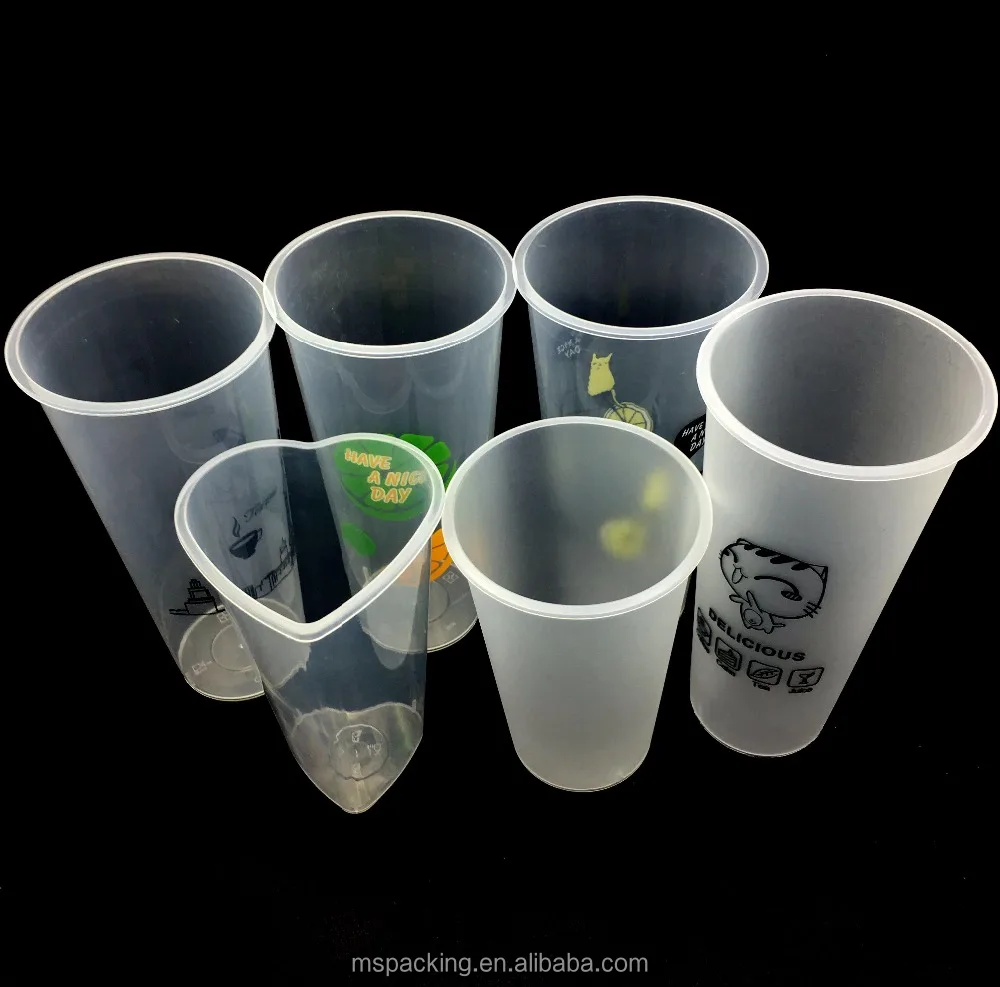 Heart shaped clear plastic cups shapes custom printed disposable PP tall plastic drinking cups wholesale