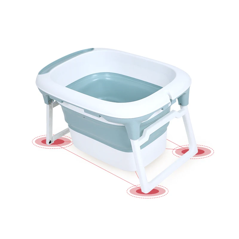 
Baby Folding Tub, Infant Collapsible Portable Shower Basin Foldable Bathtub with Non Slip Mat Easy for Travelling Baby 