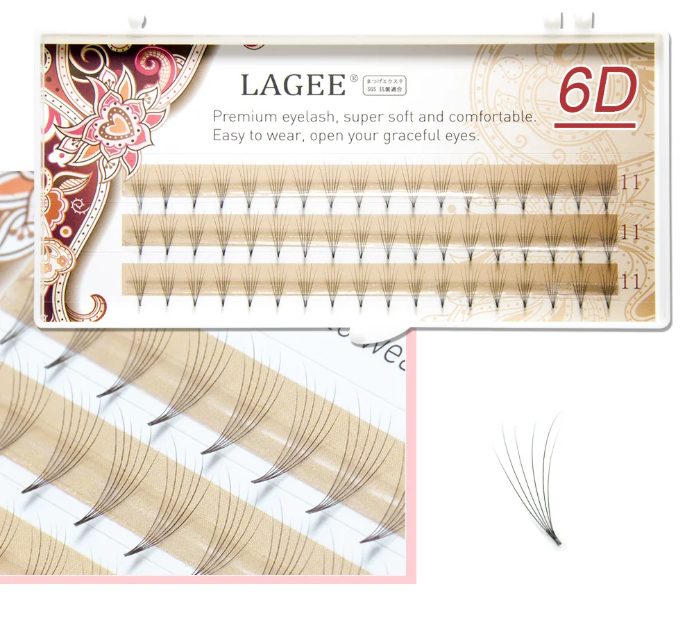 6D  premade fan  private label volume eyelash make up eyelash extensions hand-made black faux mink premium eyelash
