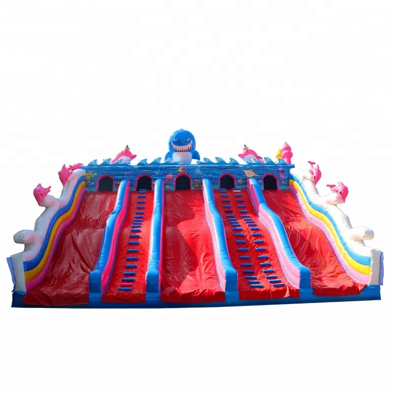 Large water park whale theme PVC0.55mm inflatable slip n slide inflatable slides for kids and adults 2018