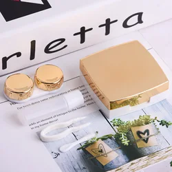 Чехол для контактных линз под заказ, чехол для контактных линз золотого цвета, роскошная прозрачная коробка для контактных линз с зеркалом