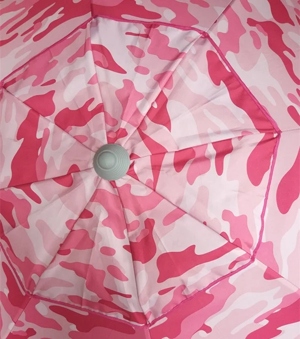 Hot sale camouflage pink printing with fiberglass ribs polyester uv fabric new design beach umbrella
