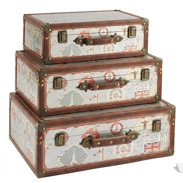 Custom printed ultra light vintage leather carry on luggage