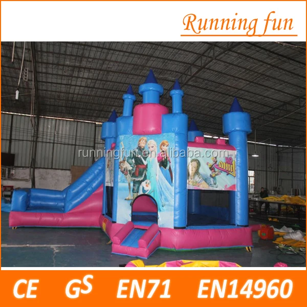 Attractive Frozen Inflatable Bouncy Castle With Slide Combo Frozen Bounce House For Children