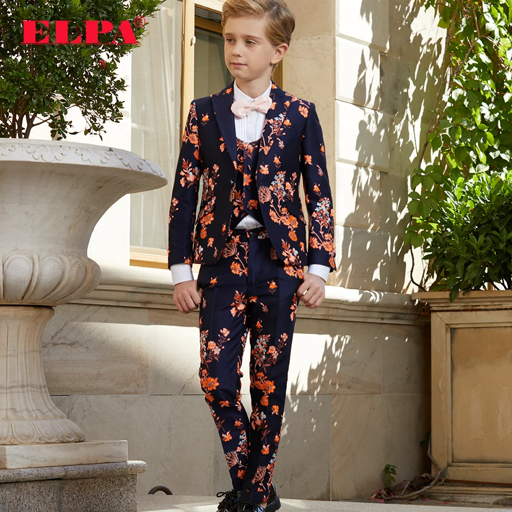 ELPA handsome 3 piece Jacquard kids formal party dress suits boys clothing set