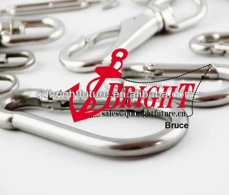 Polished DIN5299 form C, SS.316 steel snap hook