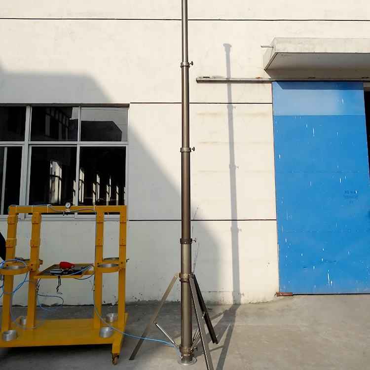 Pneumatic telescopic mobile tripod hard anodizing light locking solar camera mast antenna pole