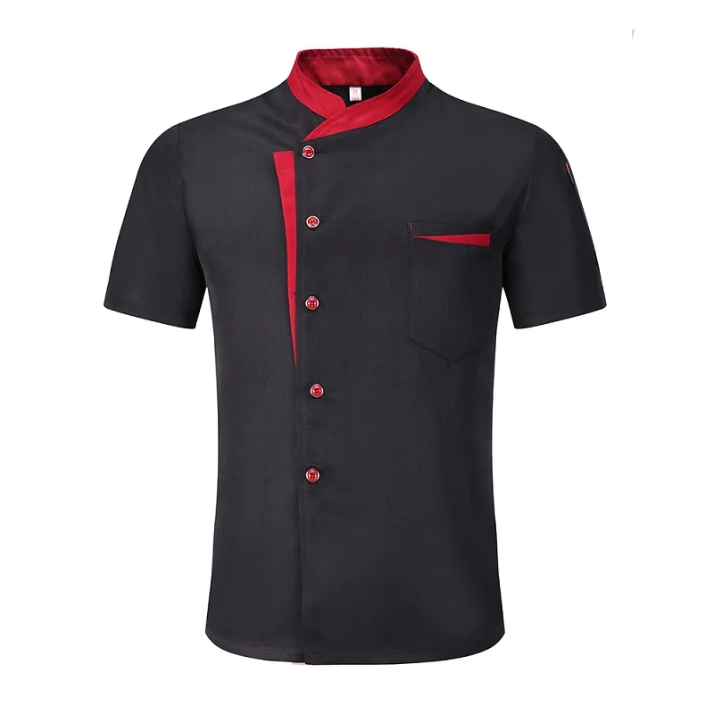 Fashion classic polyester cotton white chef jacket oblique fashion pocket design chef uniforms for restaurant chef