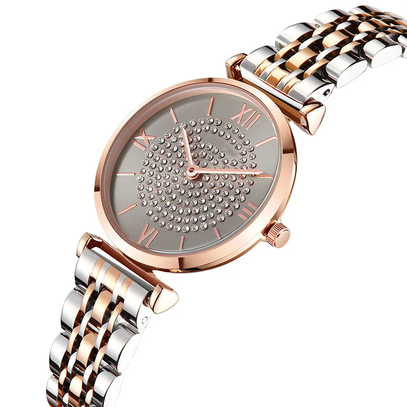 
Fashion ladies watches stainless steel band wristwatch customer logo OEM brand unique women watches hour water proof watch 