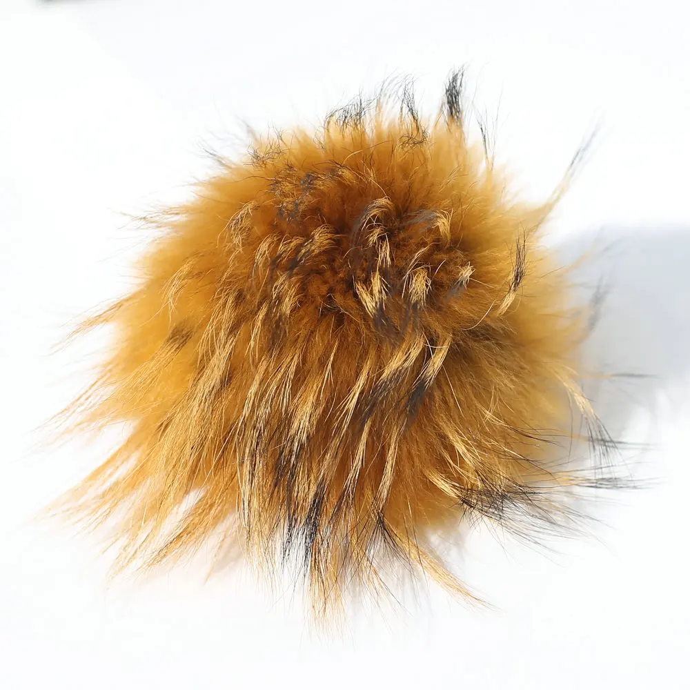 fashion colorful pompons fur ball 14cm  with snap  for decorate wholesale real raccoon fur pom pom