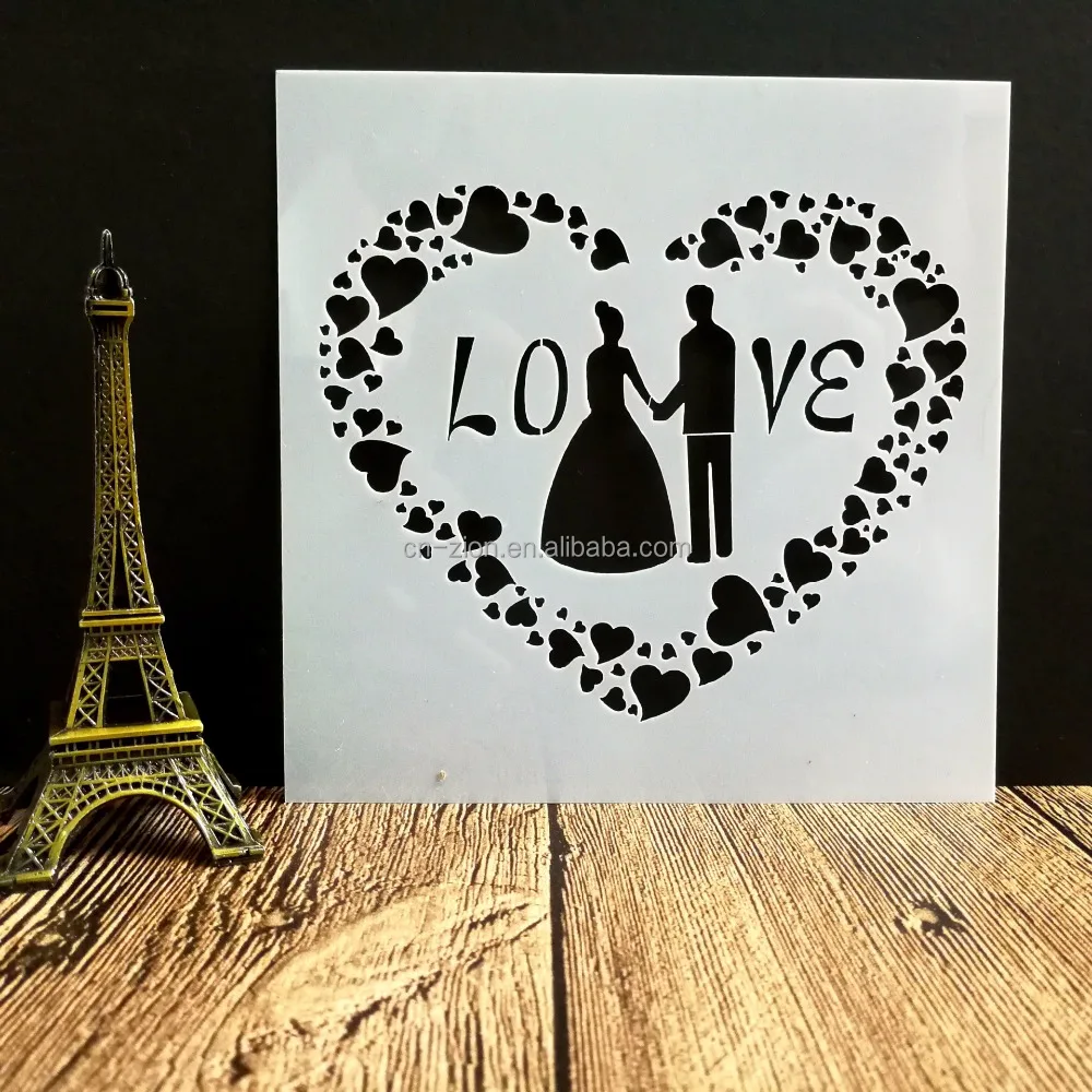 
New design Marry heart shape Stencil Set DIY Drawing Template for Diary Notebook Scrapbook Craft Projects 