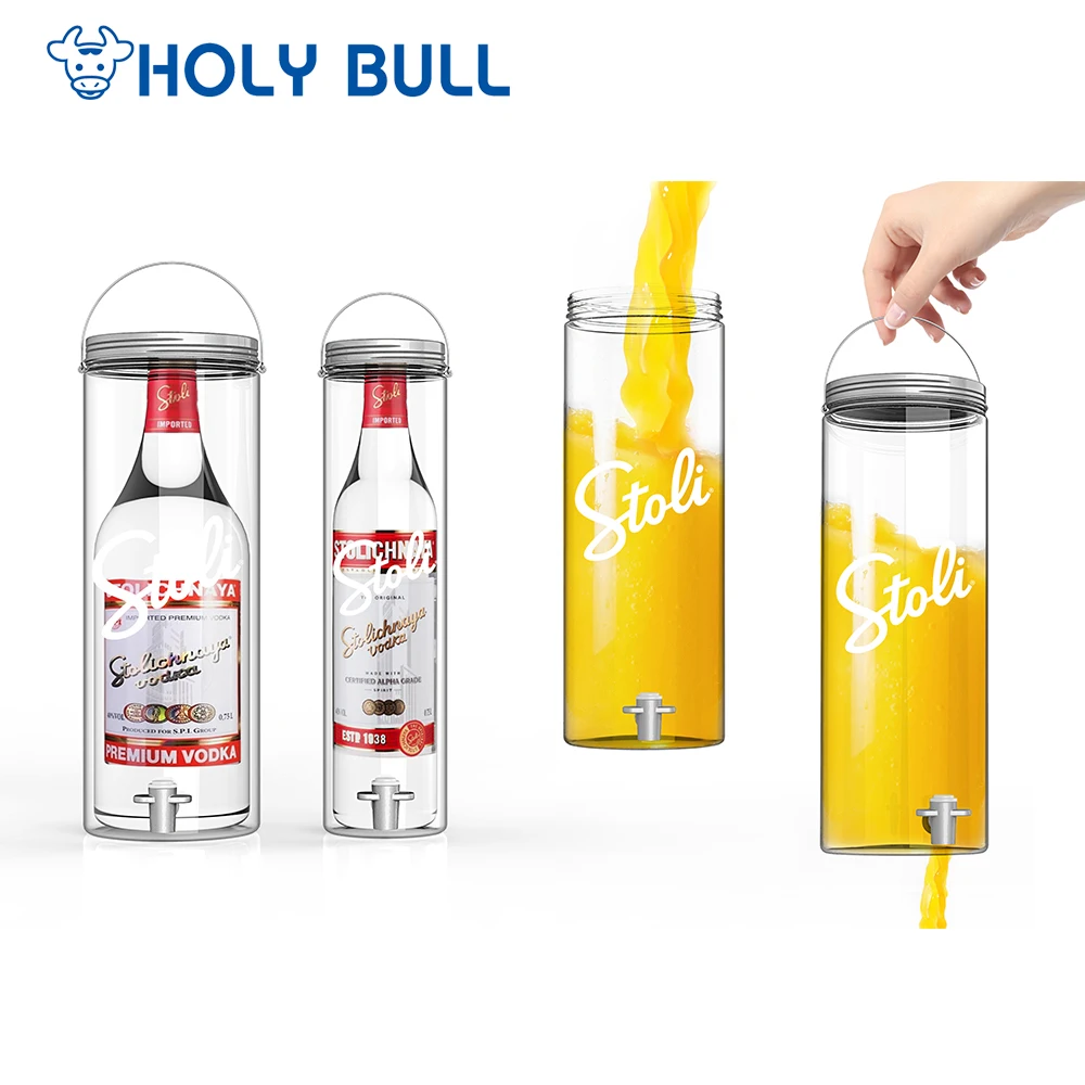 
2 in 1 Portable plastic box for wine bottle beverage beer dispenser 