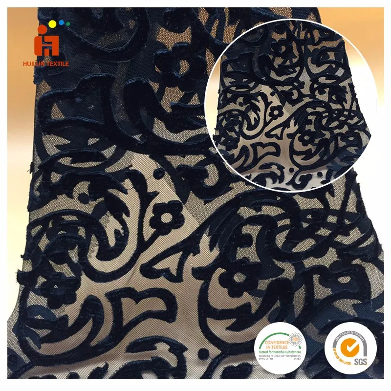 Ultra Soft Black Velvet embroidery wedding indian london gpo baju kurung moden velvet lace fabric