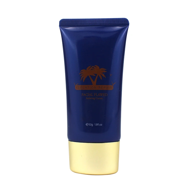 
D54mm L94mm 50g Silkscreen PE Glossy Deep Blue Isolation Repair Facial Flawed Isolating Cream Oval Cosmetic Tube 