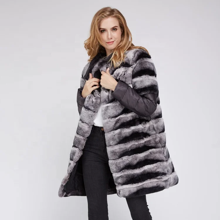 Customized Fur Coat Jacket Real Rex Rabbit Coat Outwear Stand Collar Winter Fashion Warm Women Overcoat