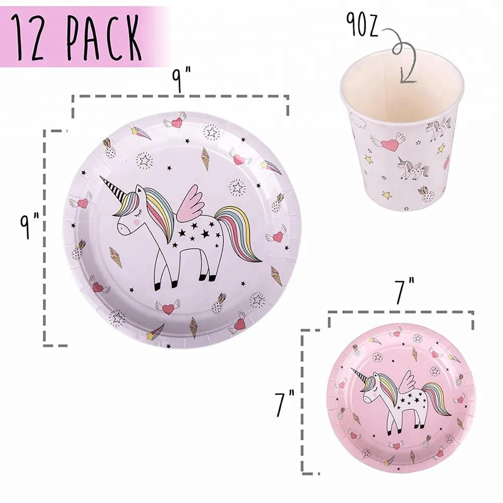 Товары для вечеринки в виде единорога, розовые 72 штуки в упаковке, детский Радужный набор для вечеринки в честь Дня Рождения с бонусом, баннер на день рождения