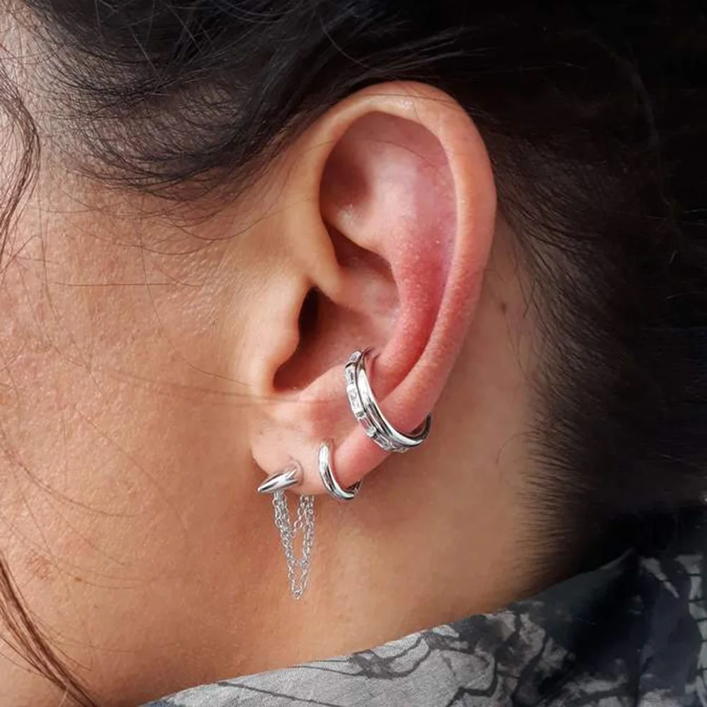 Модные серьги 2019 накладные серьги-каффы серебро 925 пробы женские