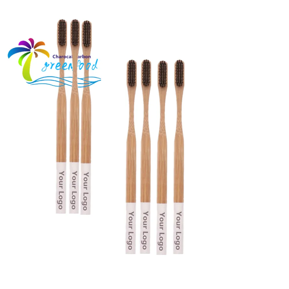 100% Charcoal Fibre Bristle with Bamboo Toothbrush Wooden Handle Toothbrush