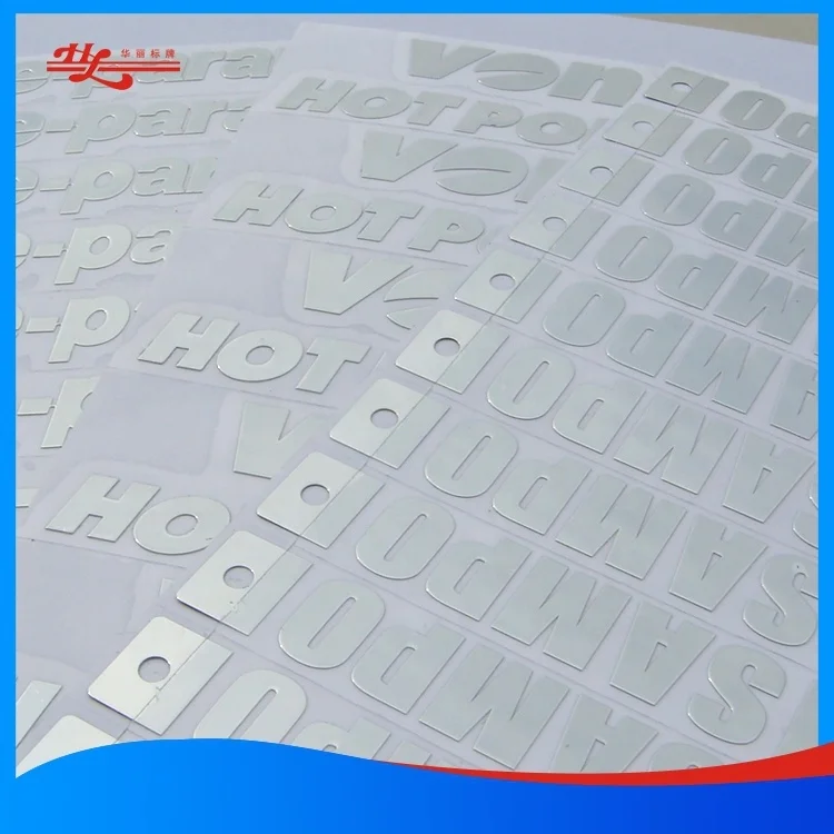 Logo Sticker Sticker Labels Custom Decorative Metal Trademark Embossed Metal Adhesive Sticker Scratch Off Custom Shapes Silver