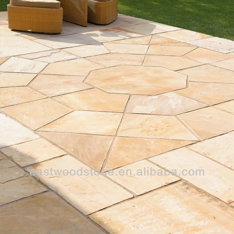 
 Ископаемых темно-желтый песчаник мощения плитка для сада  