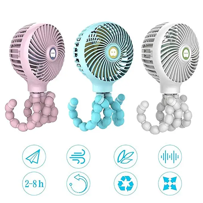 Портативный мини-вентилятор для детской коляски, персональный портативный Настольный вентилятор для детской кровати с гибким штативом, USB Перезаряжаемый вентилятор для офиса/комнаты/улицы