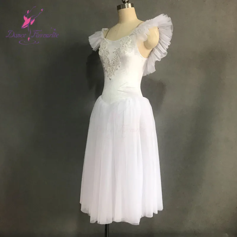 Girls Swan White Long Ballet Dance Dress Romantic Tutu for Performance 18582