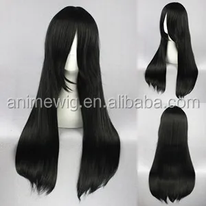 High Quality 70cm Long Straight Bleach Anime Peluca Kuchiki Byakuya Black Wig Cosplay Synthetic Heat Resistant Hair Wig