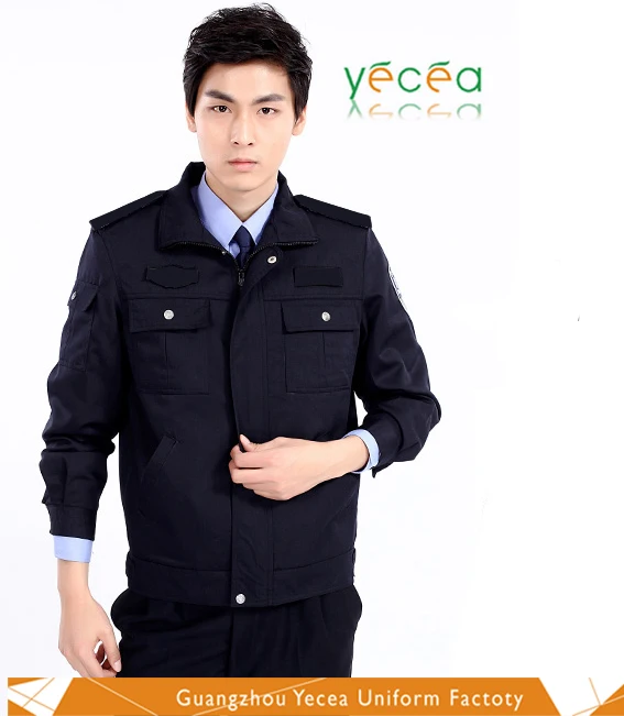 
OEM service Black Durable handsome International Style thicken Coat Security Guard uniform Performance Wear Customized logo 