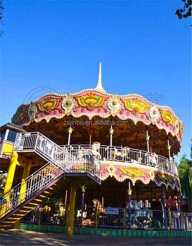 amusement park ride 68 seats luxury double layer carousel horse