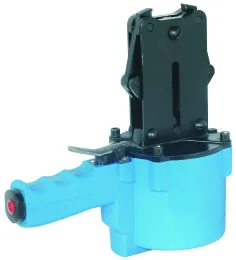 Pneumatic pusher tensioner for steel strapping