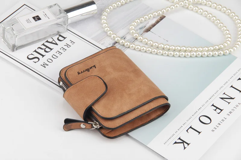 Matte PU leather hand purse baellerry women short section wallet with cards slot coin pocket,lady fashion purse