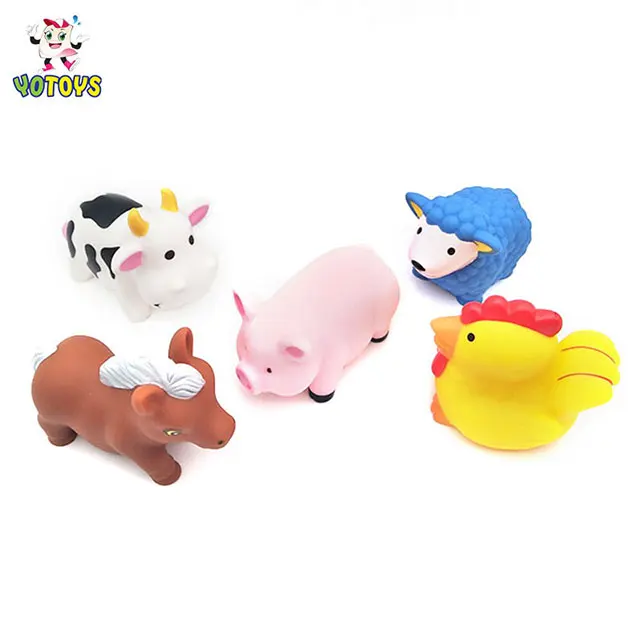 Factory Farm Animal Toy Bulk Soft Plastic Animal Toy Goat Pvc Squeeze Squirt Bath Toy Set for Kids
