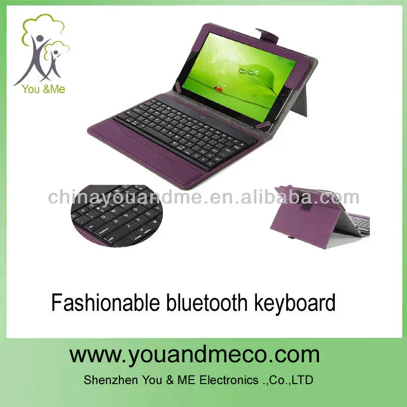 фиолетовый кожаный чехол bluetooth клавиатура дляipad