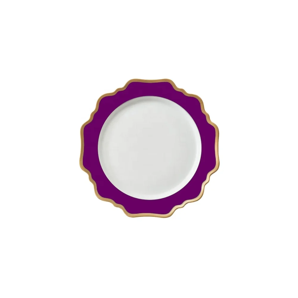 
Coral Fancy Grey Rim Lace Purple Rose gold Baroque Charger Plates India 