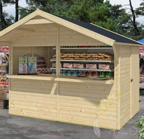 2018 popular prefabricated wooden kiosk