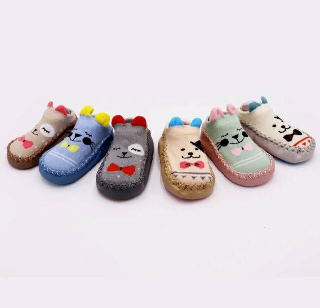 Носки для новорожденных, носки с мультяшным рисунком, детская обувь, нескользящие носки с резиновой подошвой, детские носки для пола