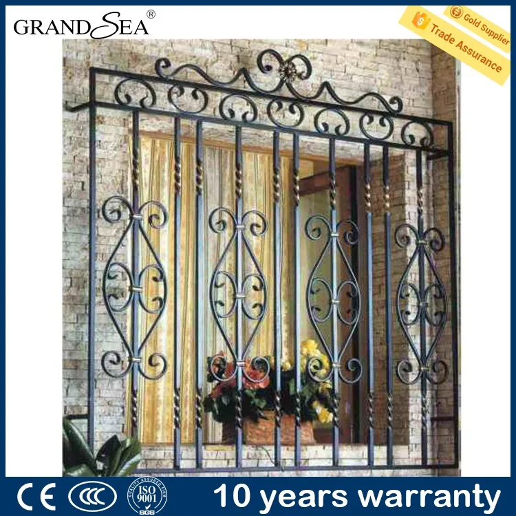 Residential used aluminum glass window with stainless steel grill design burglar proof