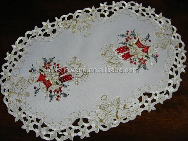 machine embroidered and cutwork doily